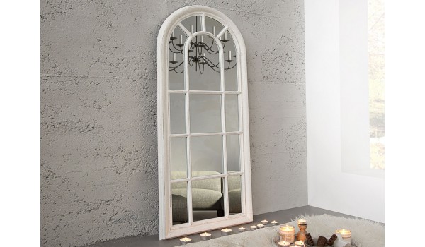 Miroir fenêtre blanc vieilli à suspendre ou à posé