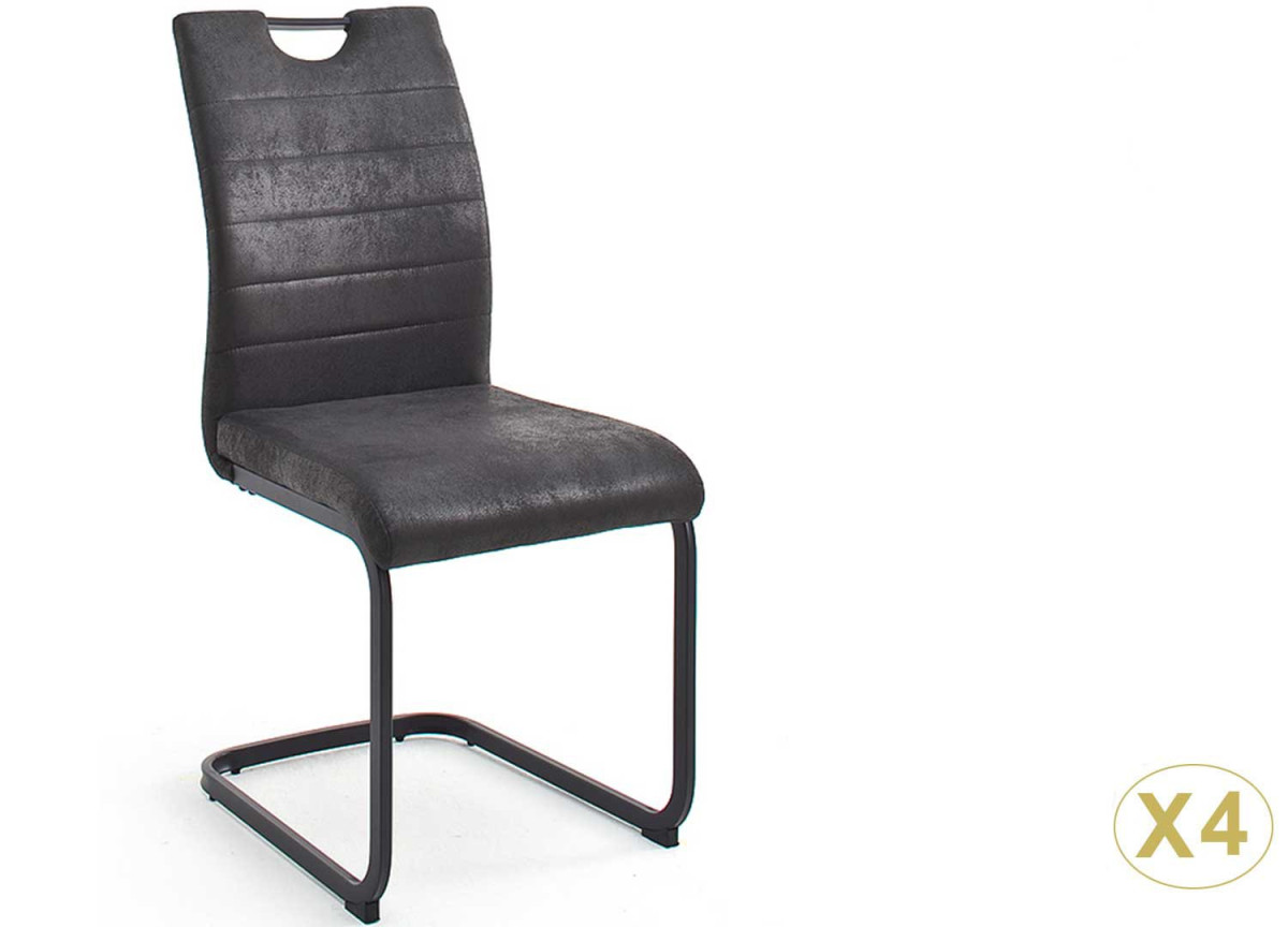 Chaises tissu noir ou grise vintage lot de 4