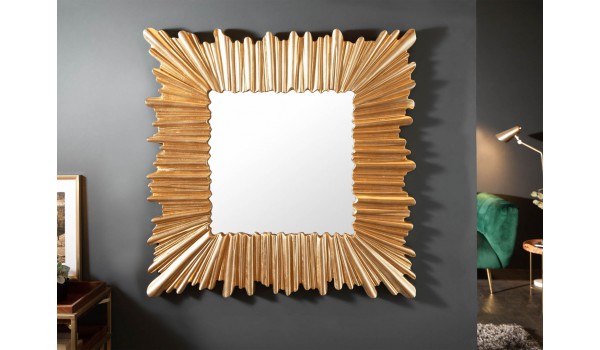 Miroir mural carré 96 cm cadre doré