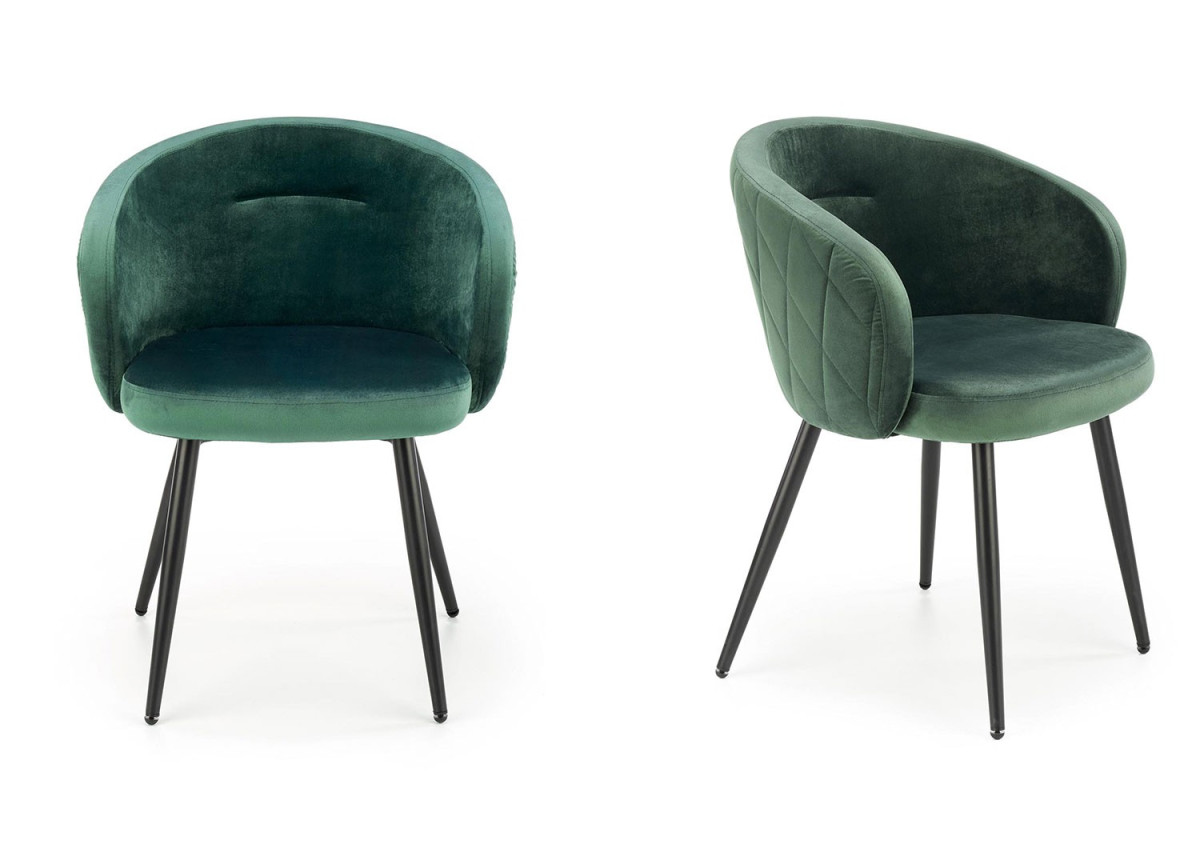 Chaises confortables enveloppantes en velours - Vert ou grise