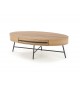 Table basse ovale en bois plaqué chêne doré