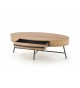 Table basse ovale en bois plaqué chêne doré
