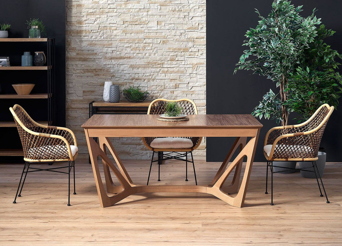 Table à manger design en bois de noyer extensible