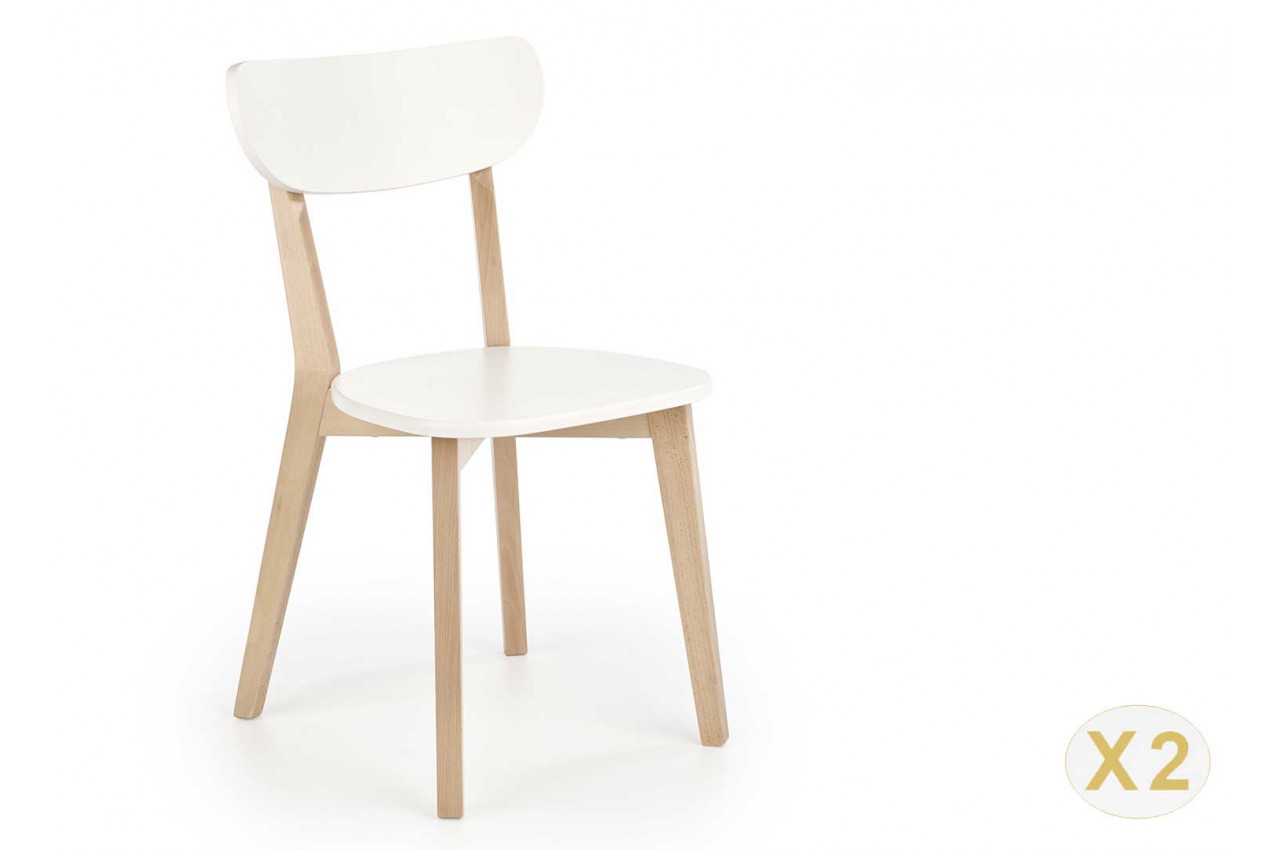 Chaise blanche et bois de Hêtre pour salle à manger