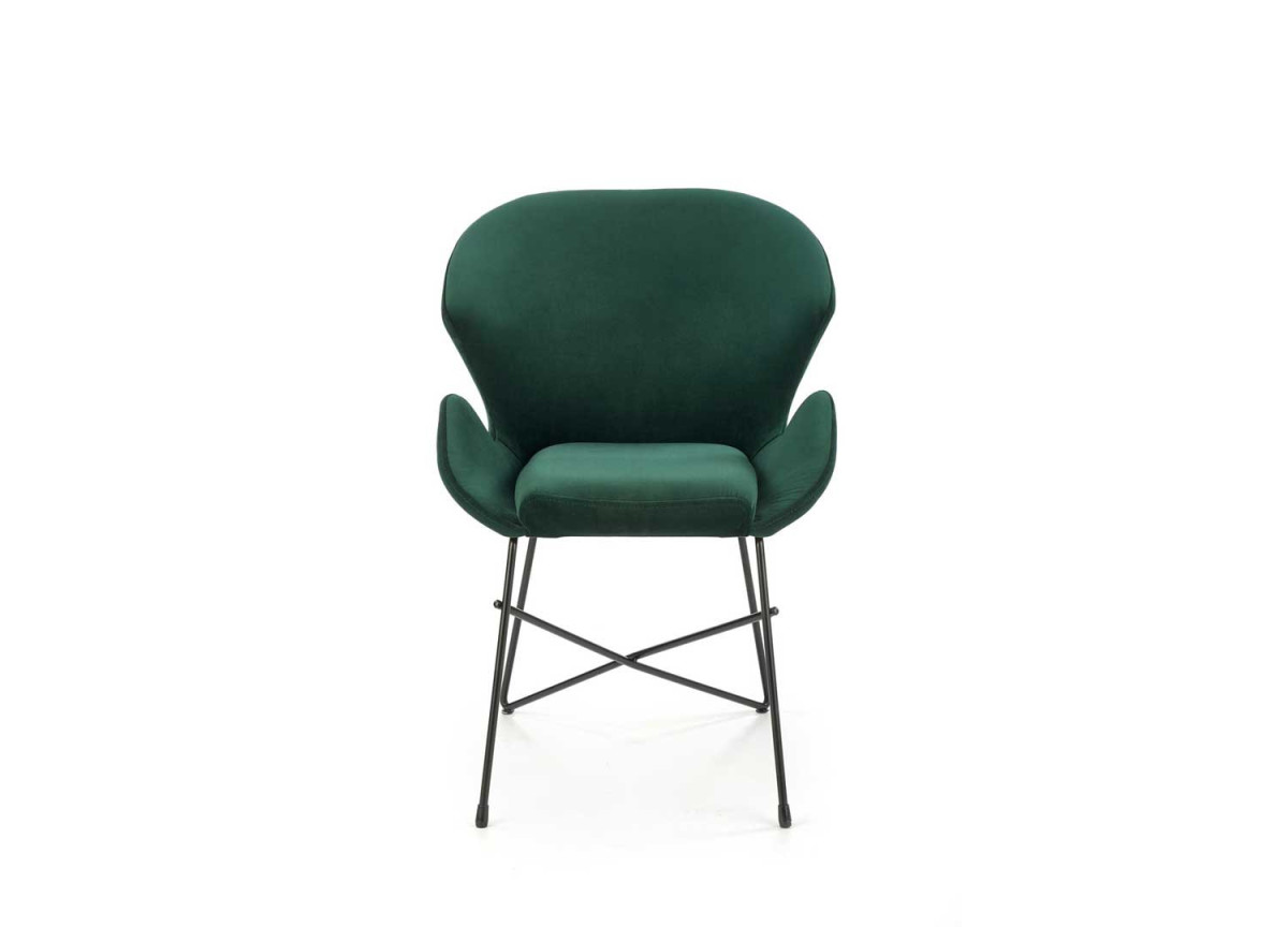 Chaises design velours vert foncé / Pieds design noir