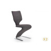 2 Chaises design simili cuir noir et tissu gris