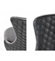 Chaises de salle à manger design simili cuir noir et tissu gris