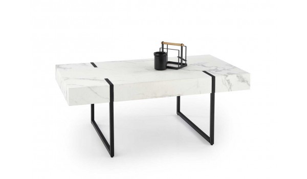 Table basse originale marbre blanc et noir