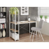 Bureau blanc et bois avec étagère séparatrice