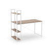 Bureau blanc et bois avec étagère séparatrice