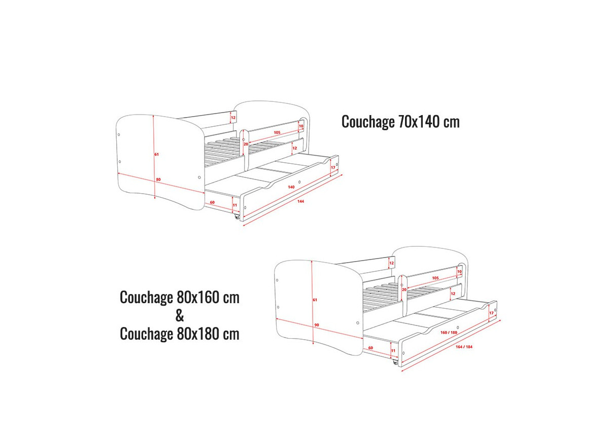 Lit décor Pompier - Couchage et coloris au choix