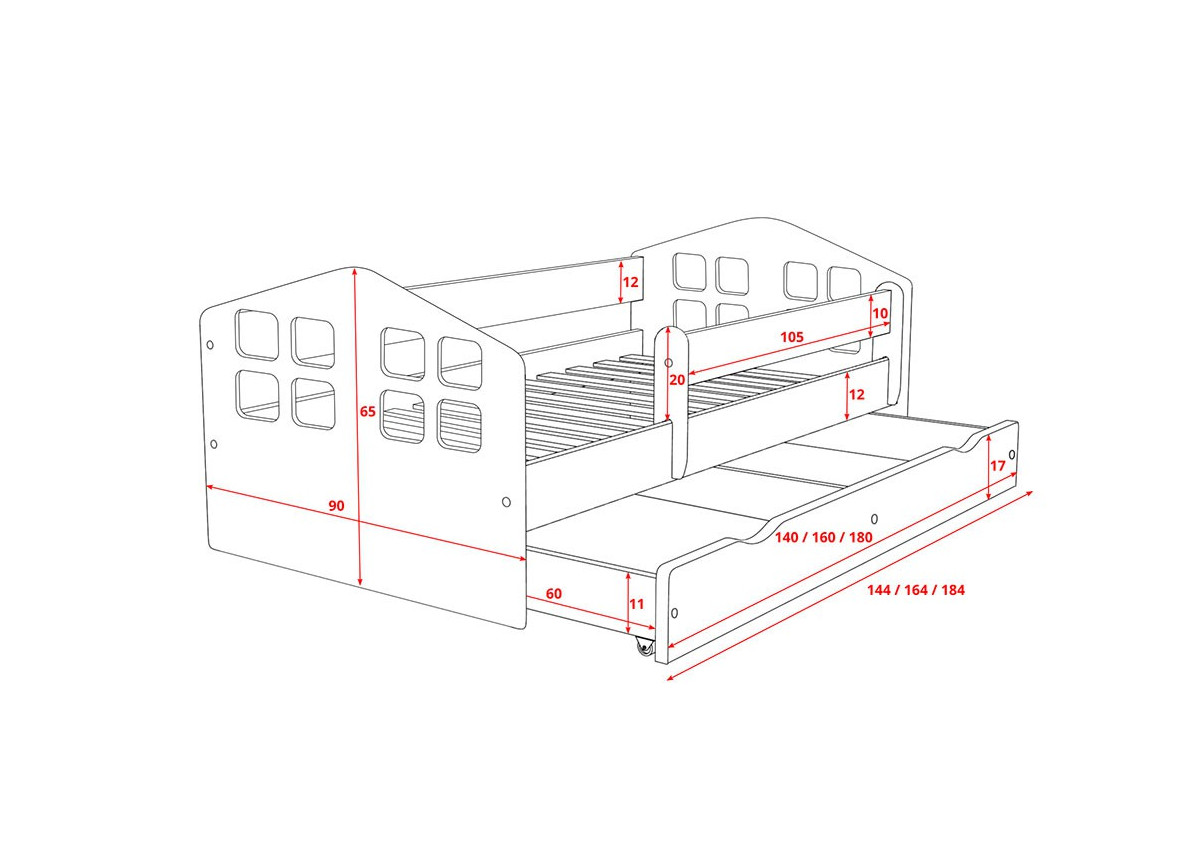 Lit enfant blanc esprit maison avec barrière
