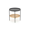 Table d'appoint ronde noir et rotin naturel