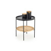 Table d'appoint ronde noir et rotin naturel