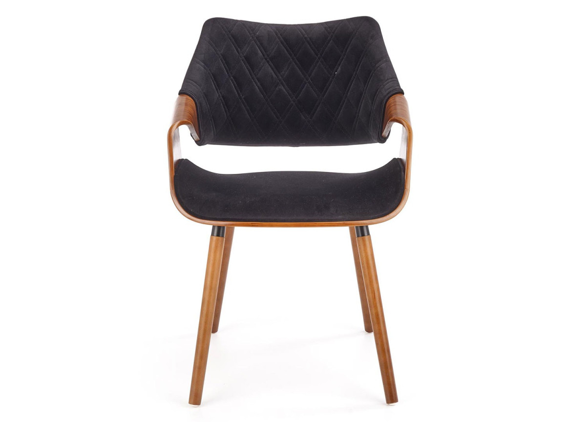 Chaise design bois noyer et velours noir