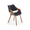 Chaise design bois noyer et velours noir