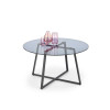Table basse ronde verre fumé bleuté 80 cm