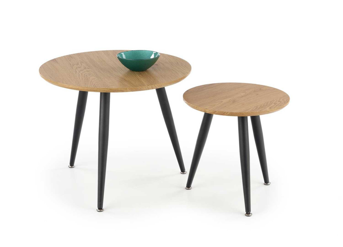 Table d'appoint plateau en bois naturel - Pieds noir