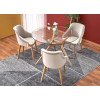 Table ronde en verre pied design en bois