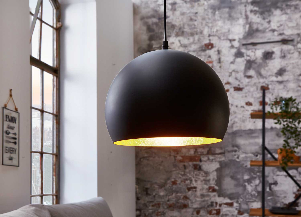 Suspension luminaire 1 boule noir et doré