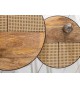 2 Tables basses rondes bois de manguier et osier