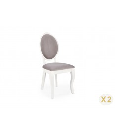 Chaise baroque blanche et tissu gris