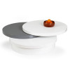 Table basse ronde plateaux articulés - Blanc et gris