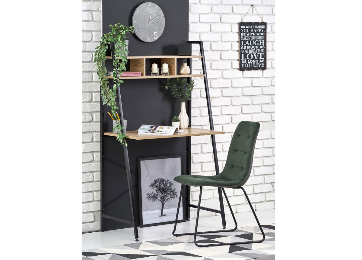 Bureau étagère pas cher noir et bois