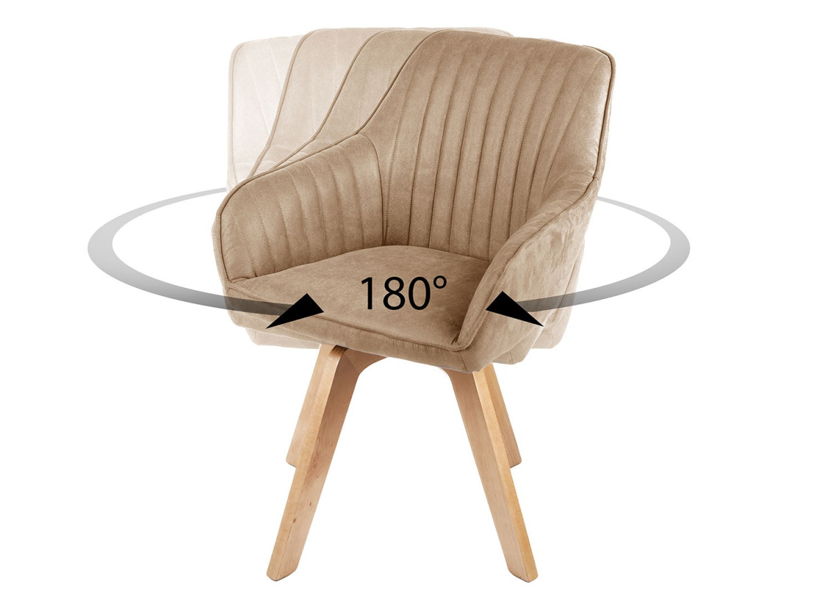 Chaise velours capitonnée champagne / Pieds bois massif