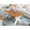 Table basse shabby chic bois de Manguier et Blanc