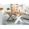Table basse shabby chic bois de Manguier et Blanc