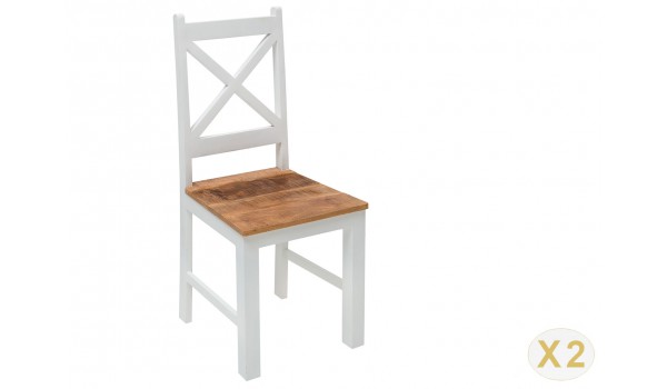 Chaise en bois de manguier naturel et blanche
