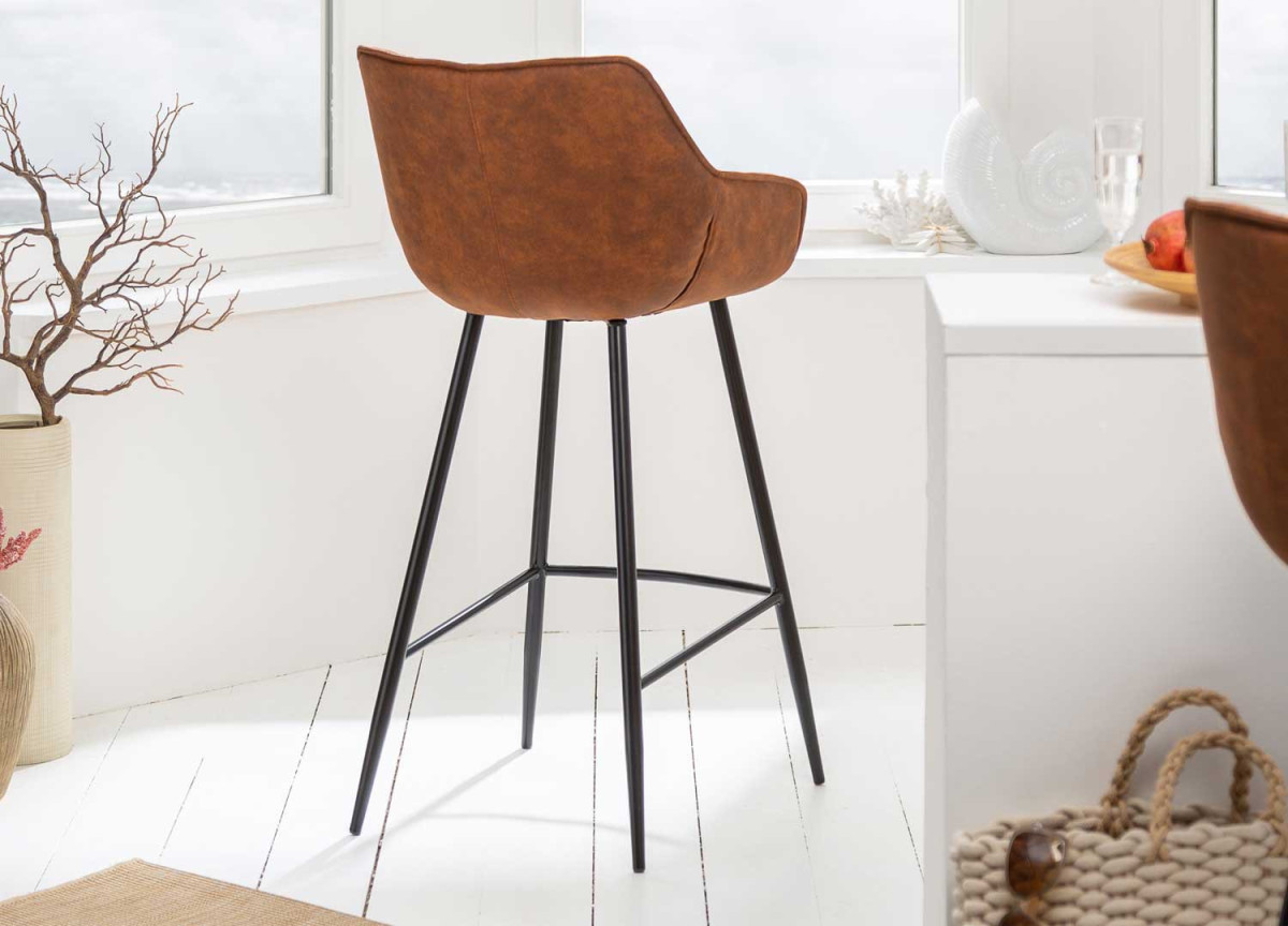 Chaise haute de bar brun antique