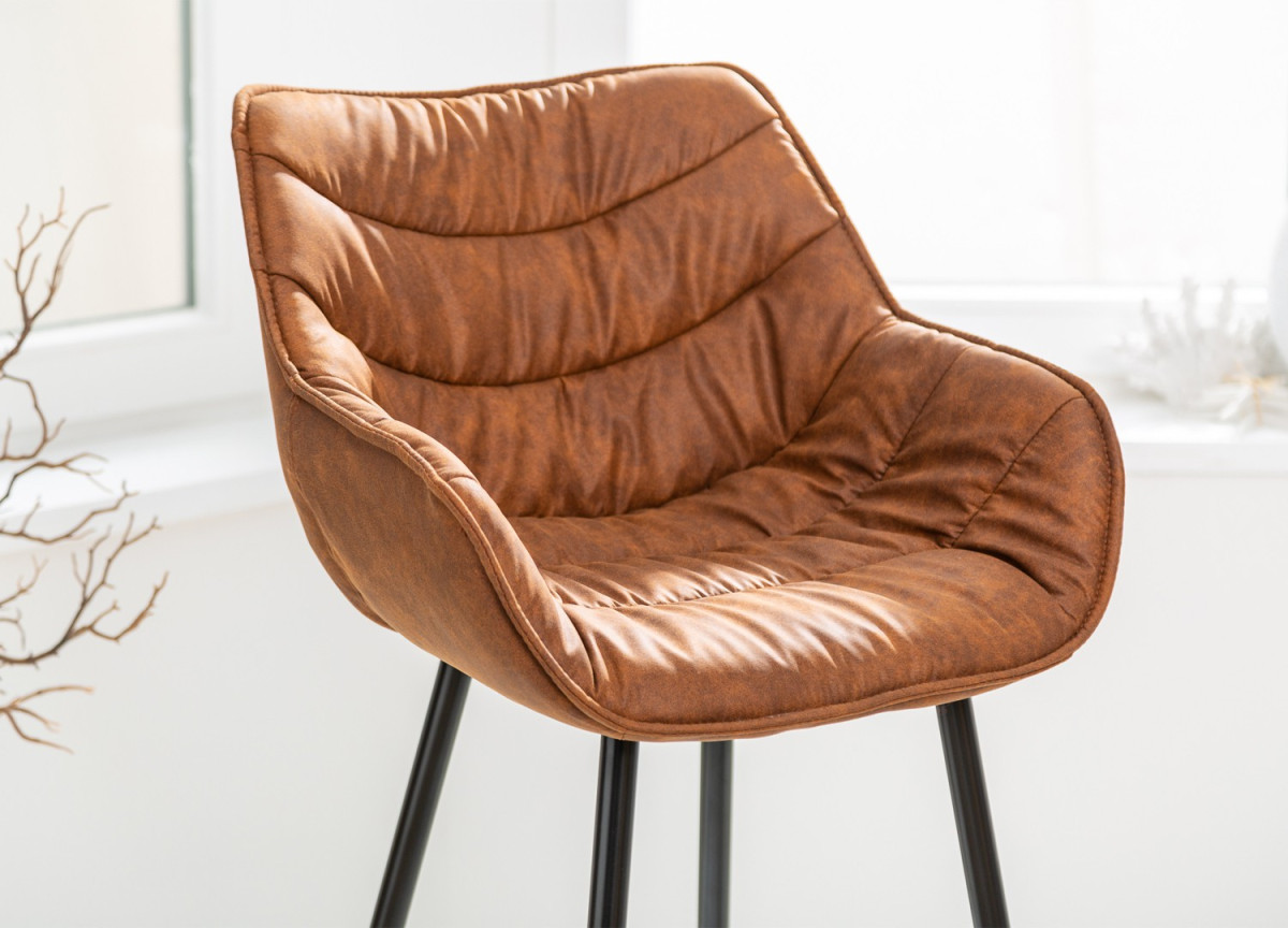 Chaise haute de bar brun antique