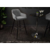 Chaise de bar haute en velours gris argent