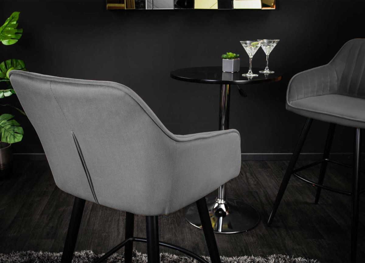 Chaises de Bar Hautes | Velours Gris
