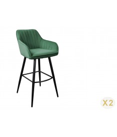 Chaise de bar haute en velours vert émeraude
