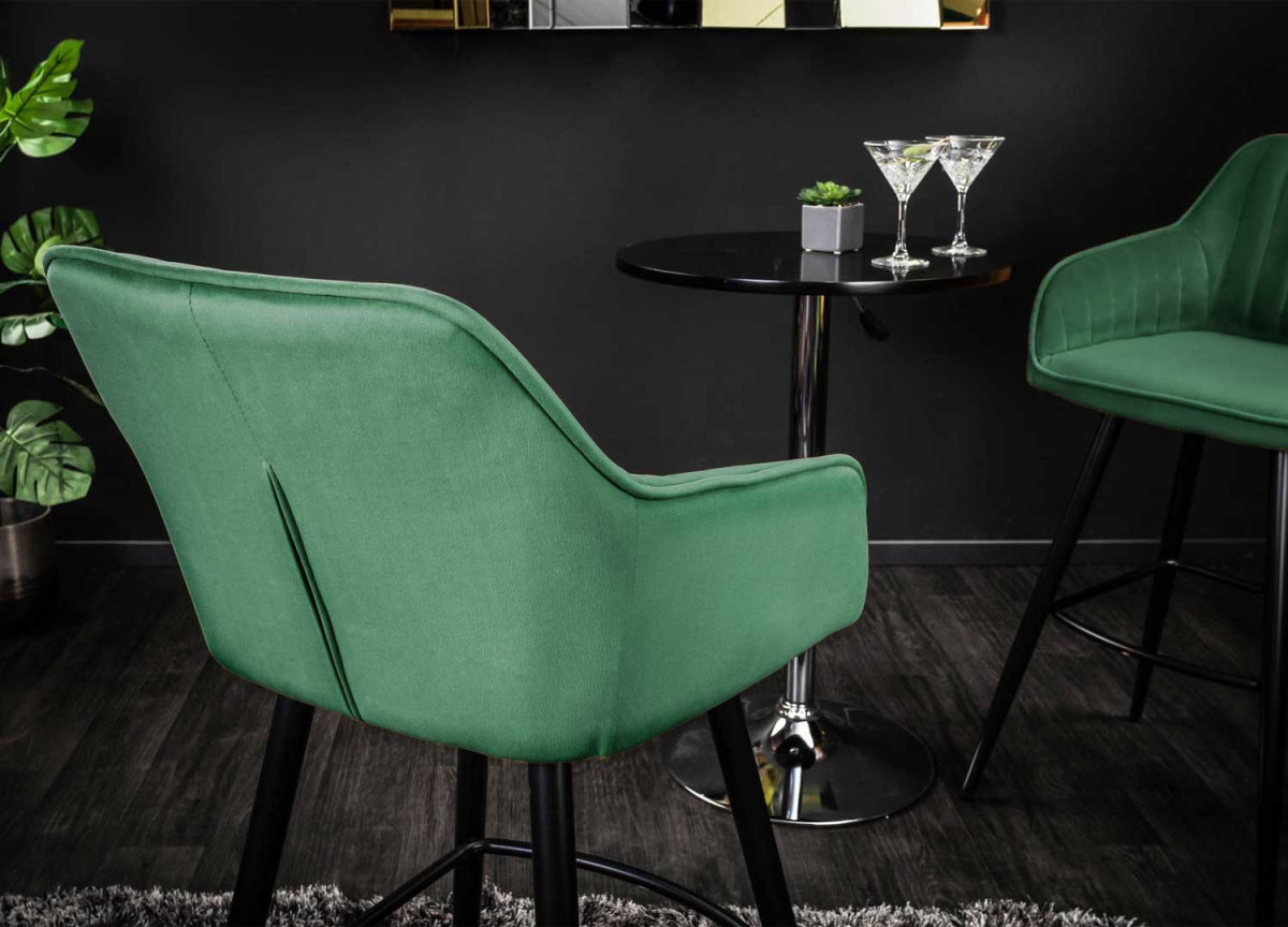 Chaises de Bar Hautes en velours vert émeraude