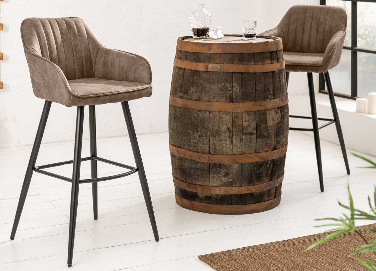 Chaise haute de bar taupe antique