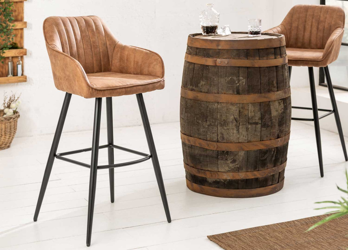Chaise vintage haute de bar marron