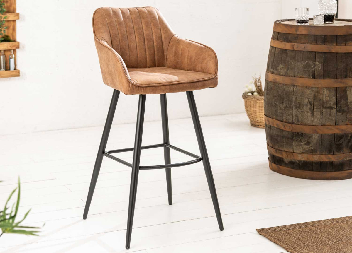 Chaise vintage haute de bar marron