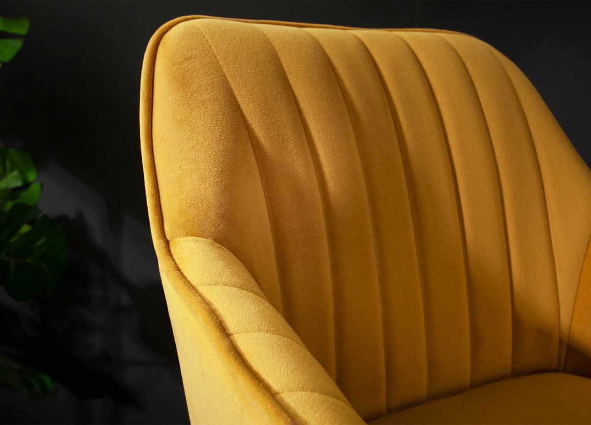 Chaises de Bar Hautes velours jaune moutarde