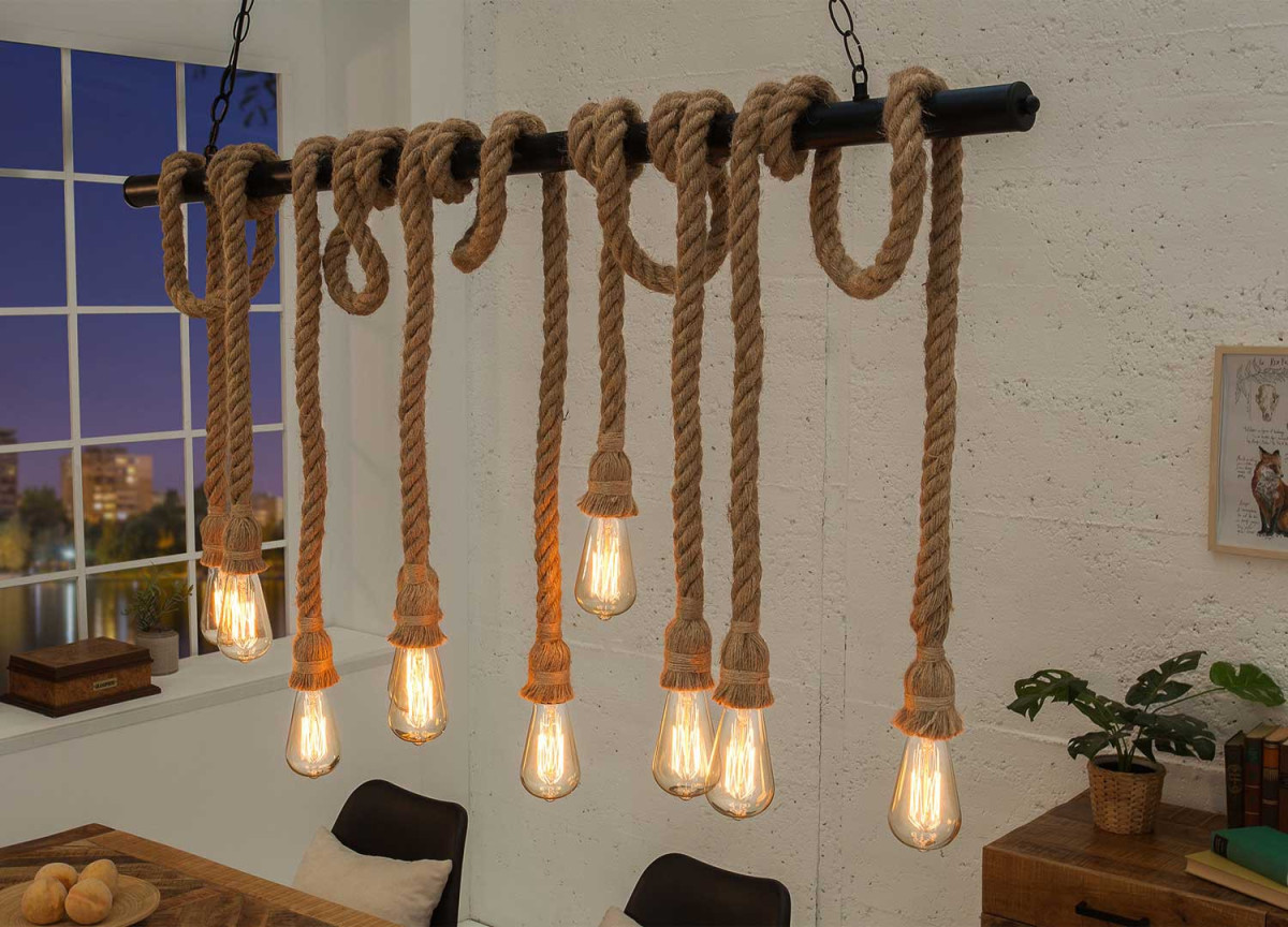 Suspension luminaire corde tressée