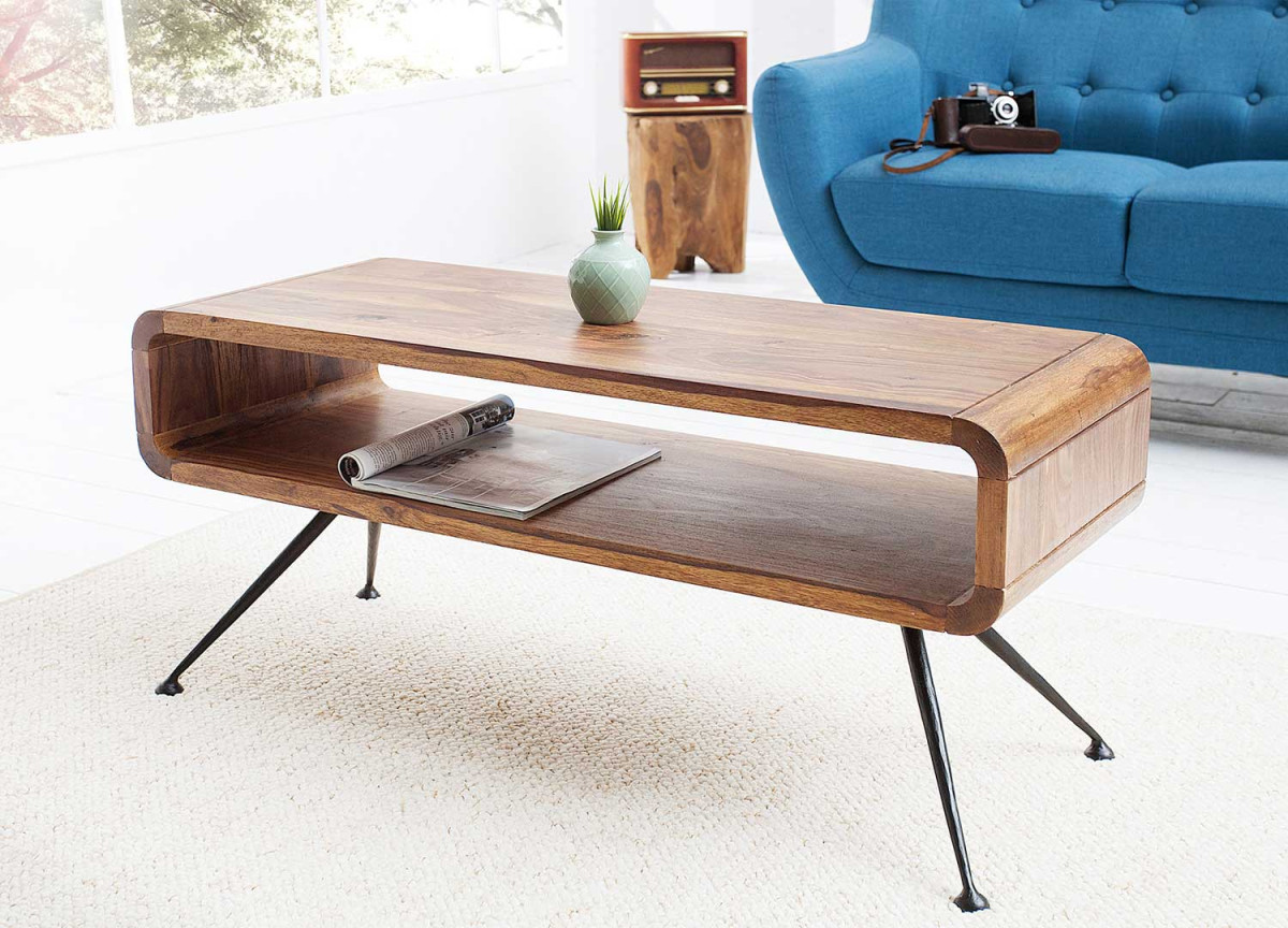 Table basse rétro vintage en bois de Sesham