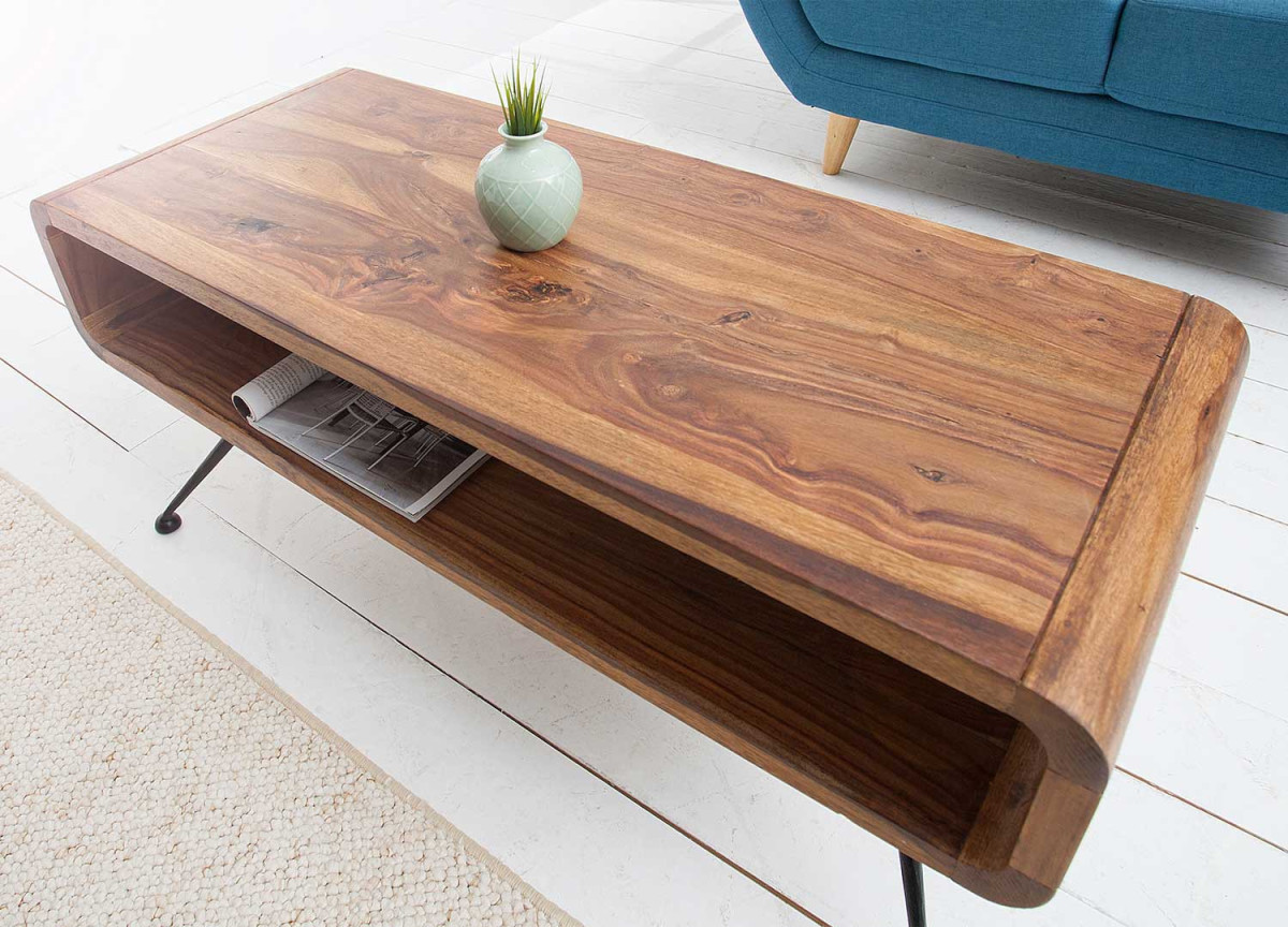 Table basse rétro vintage en bois de Sesham