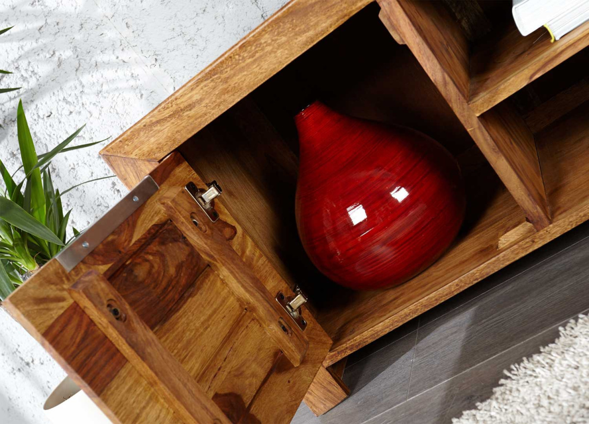 Meuble TV 135 cm, bois massif Sesham