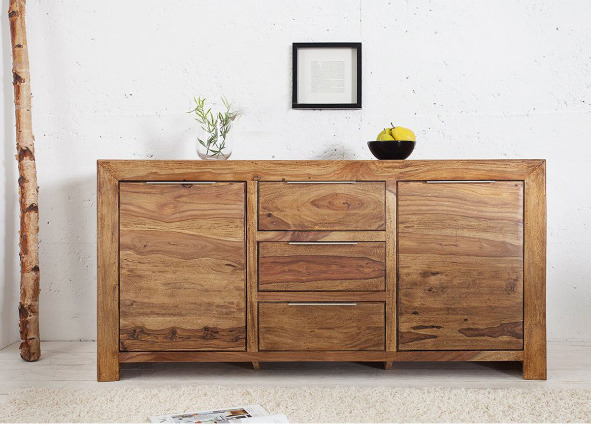 Meuble buffet 135 cm, bois massif Sesham