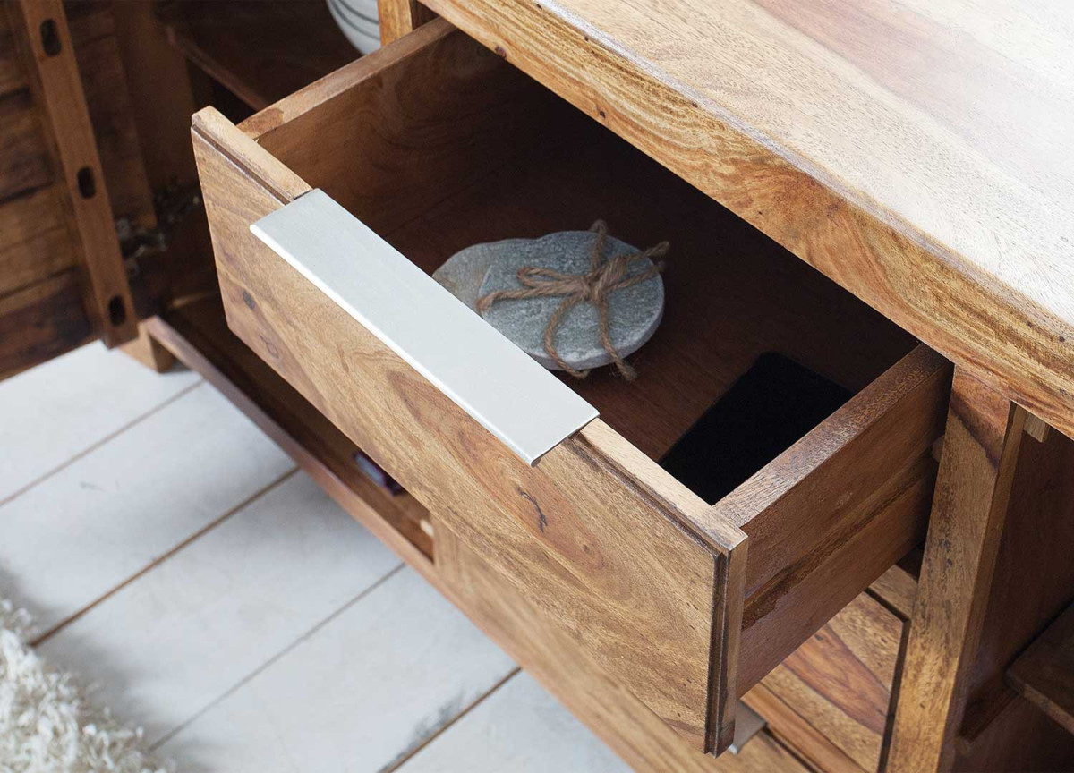 Meuble buffet 135 cm, bois massif Sesham