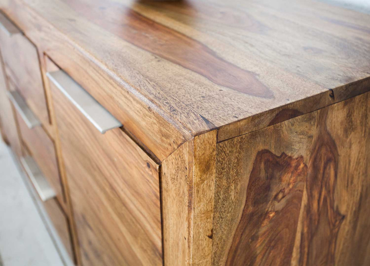 Meuble buffet 135 cm, bois massif Sesham