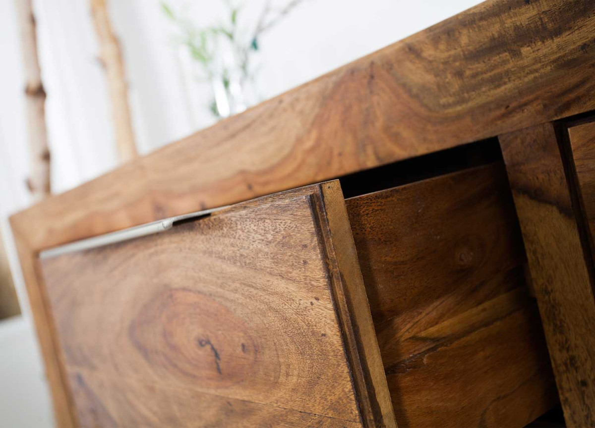 Meuble buffet 135 cm, bois massif Sesham